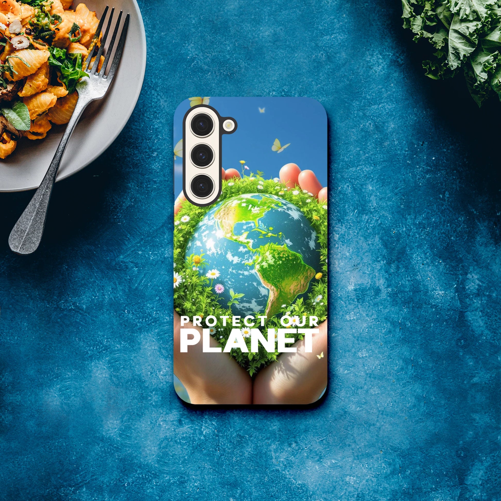 Samsung-deksel med Protect Our Planet-motiv, tolags og miljøvennlig